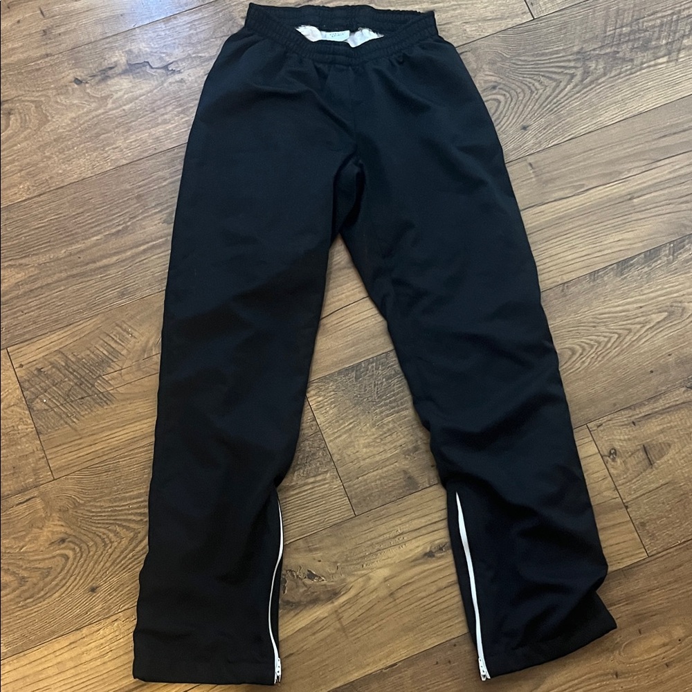 Varsity Black Jogger Pants with Zipper Accents